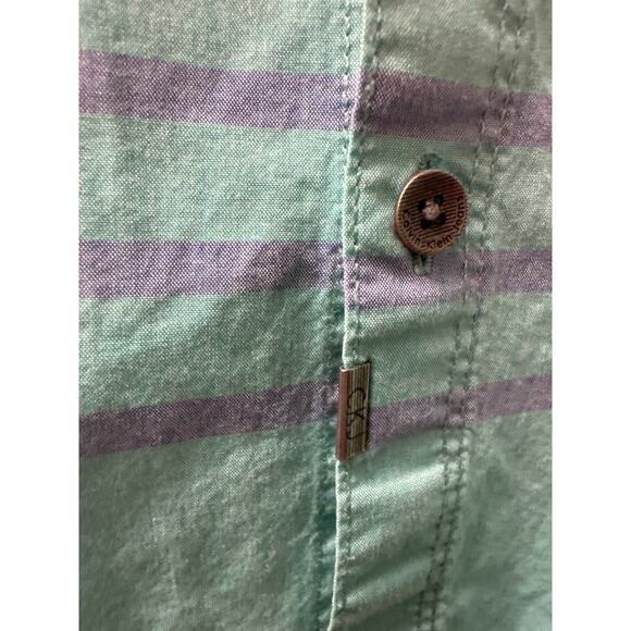 Calvin Klein Jeans 2X Men’s Button Down, Teal, Blue, Purple Short Sleeve Shirt - Picture 3 of 6